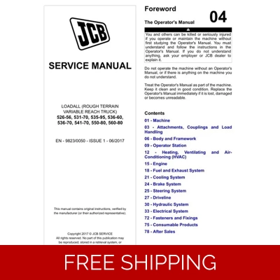 JCB 526-56, 531-70, 535-95, 536-60,536-70, 541-70, 550-80, 560-80 SERVICE REPAIR MANUAL